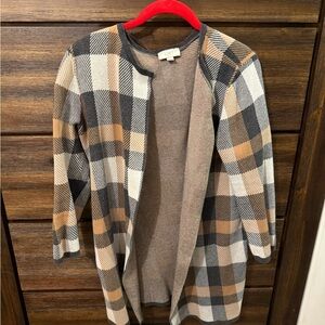 LOFT Checkered Knit Cardigan